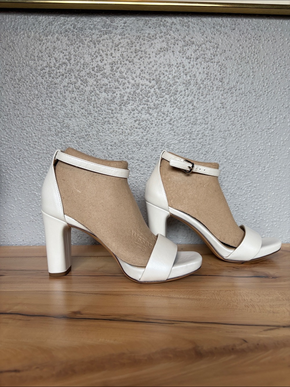 Naturalizer Ivory Open-Toe Ankle Strap Block Heels